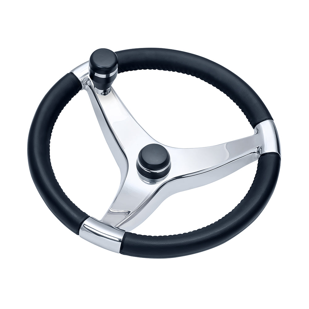 Schmitt Marine Evo Pro 316 Cast Stainless Steel Steering Wheel with Control Knob - 13.5" Diameter