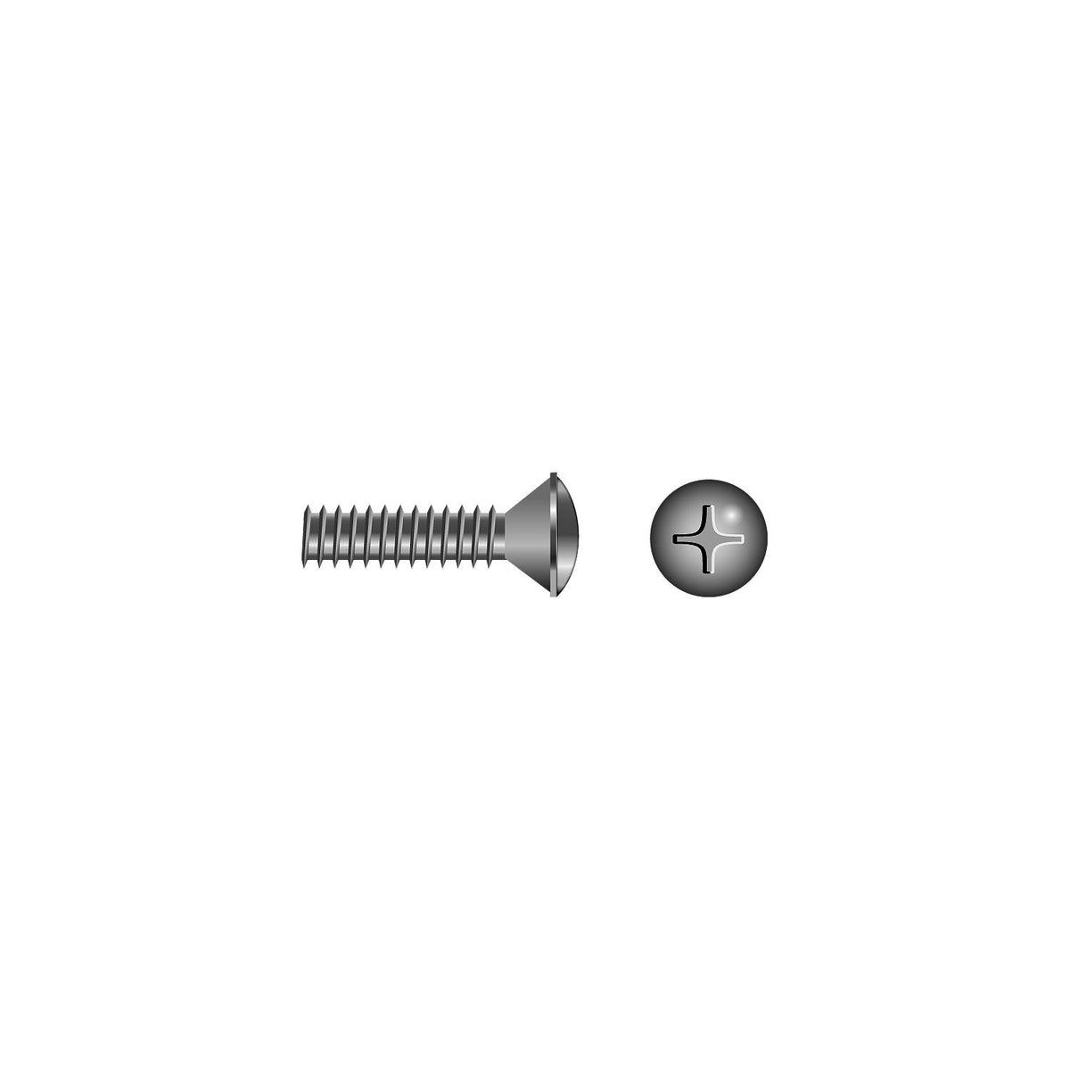 Seachoice Phillips Machine Screws, Oval Head, 1/4-20 x 2"