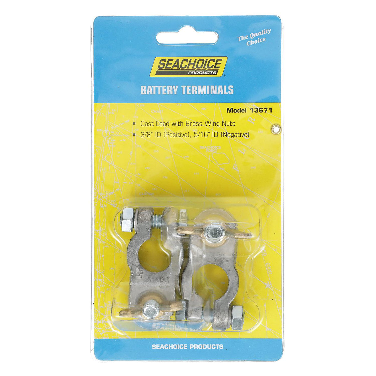 Seachoice Boat Battery Terminal Set with Wing Nuts, Includes Positive and Negative Terminals