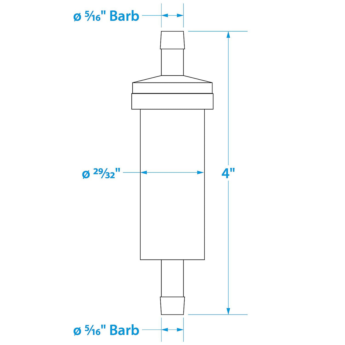 Seachoice in-Line Fuel Filter, 5/16 in., Plastic, Outboard, 20 Micron