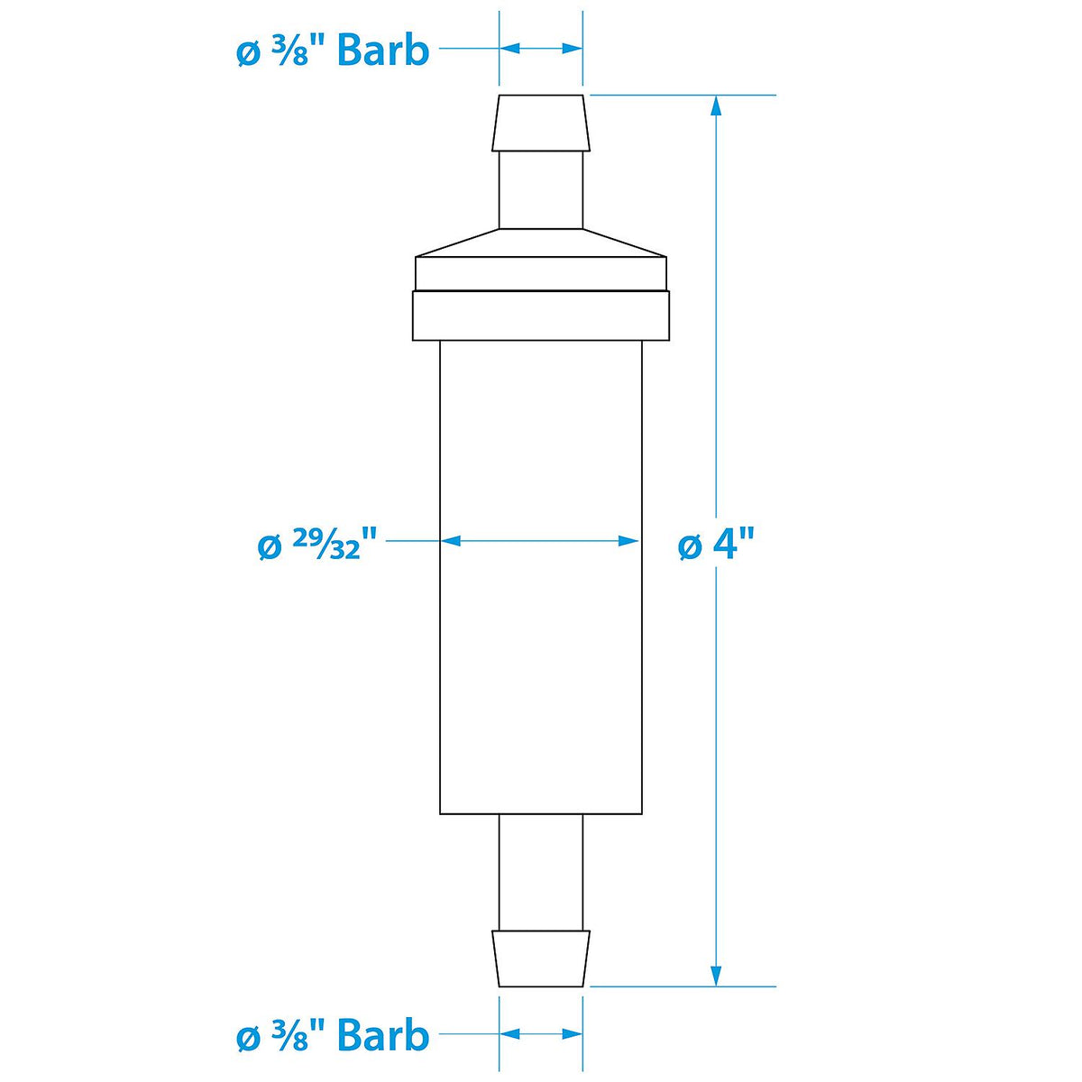 Seachoice in-Line Fuel Filter, 3/8 in., Plastic, Outboard, 20 Micron