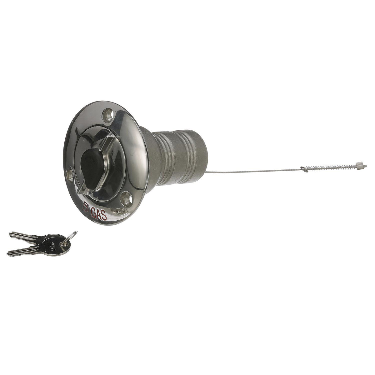 Seachoice Deck Mount Gas Fill Plate with Locking Cap, Cast 316 Stainless Steel, Includes 2 Keys