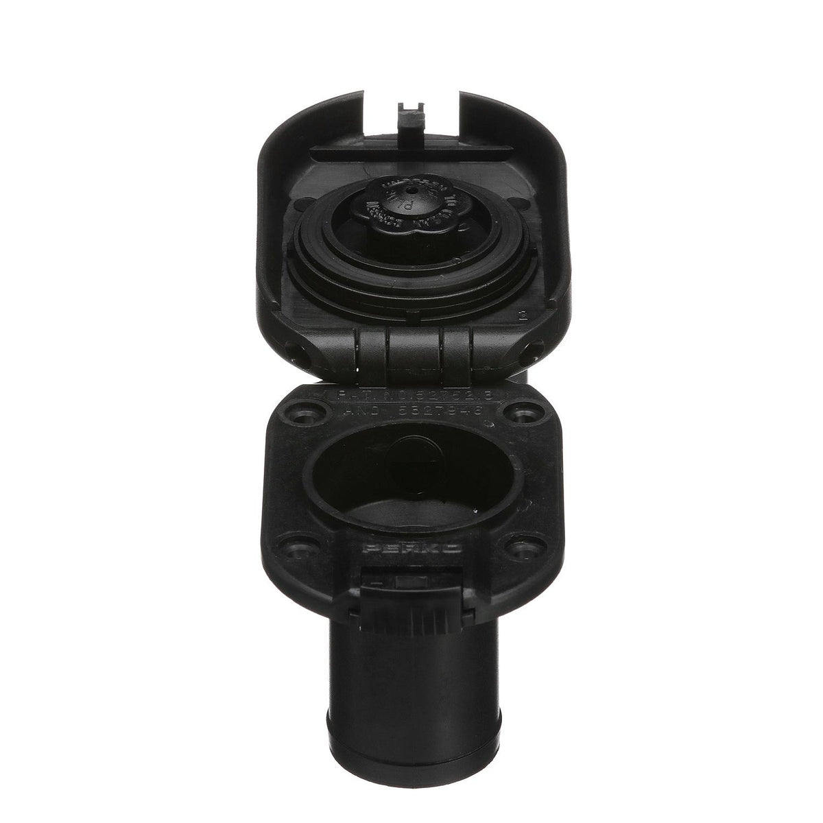 Seachoice Deck Mount Gas Fill Plate with Vent, Hinged Flip-Top, Molded Black Plastic