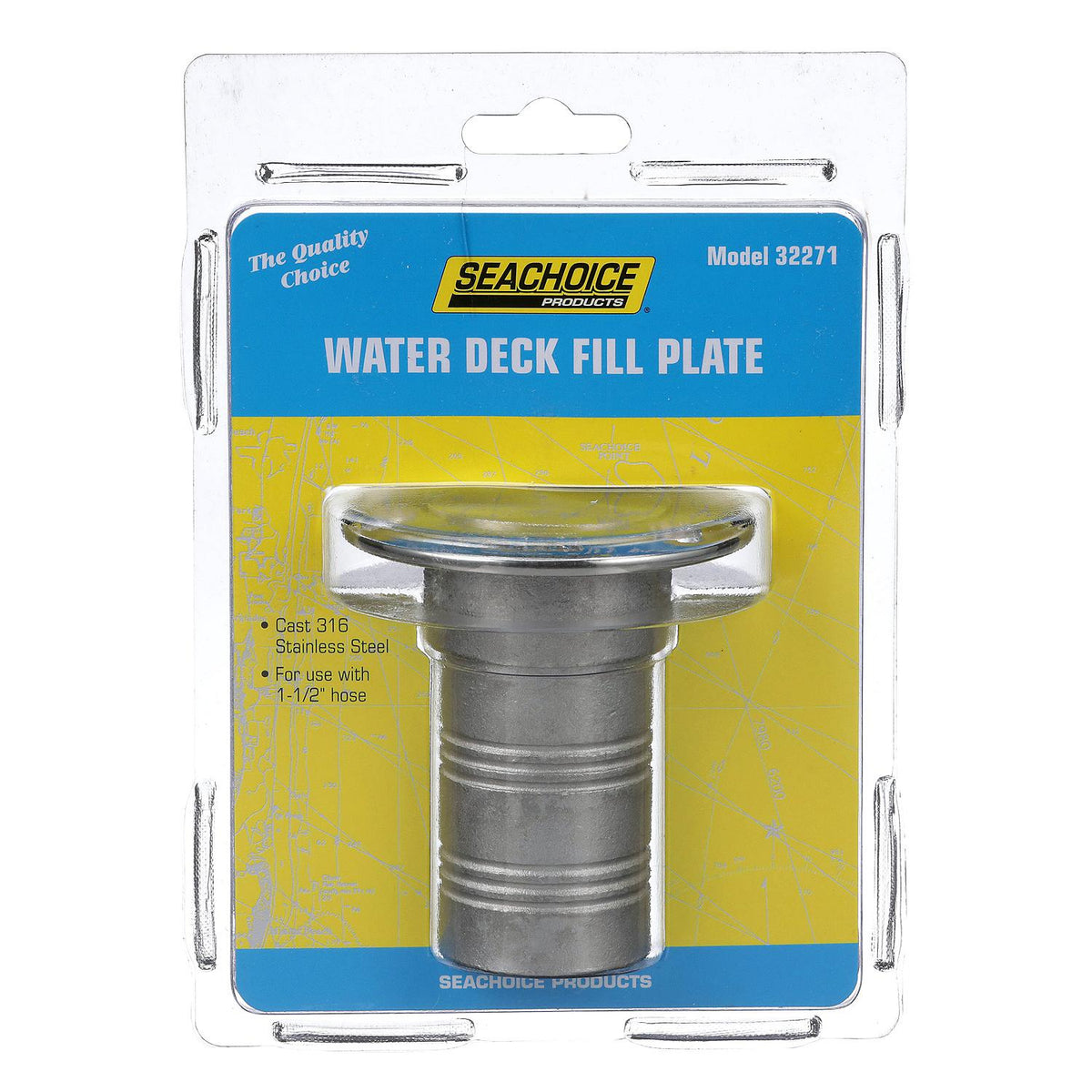 Seachoice Corrosion-Resistant Cast 316 Stainless Steel Deck Fill, Water Fill with Cap