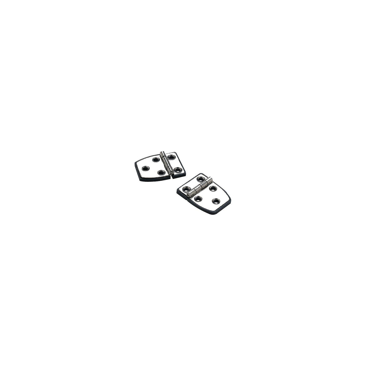 Seachoice (2) 2-1/4" x 1-1/2" Polished Stainless Steel 3/4" Short Side Hinges with Black Nylon Base Plate