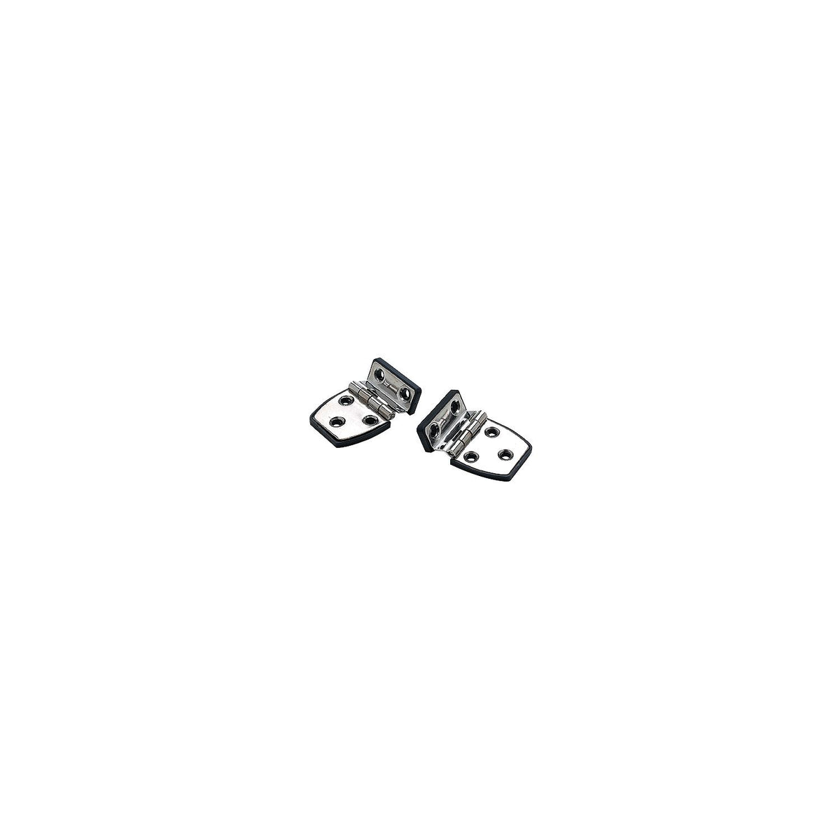 Seachoice (2) 2-1/4" x 1-1/2" Polished Stainless Steel Offset Short Side Hinges with Black Nylon Base Plate
