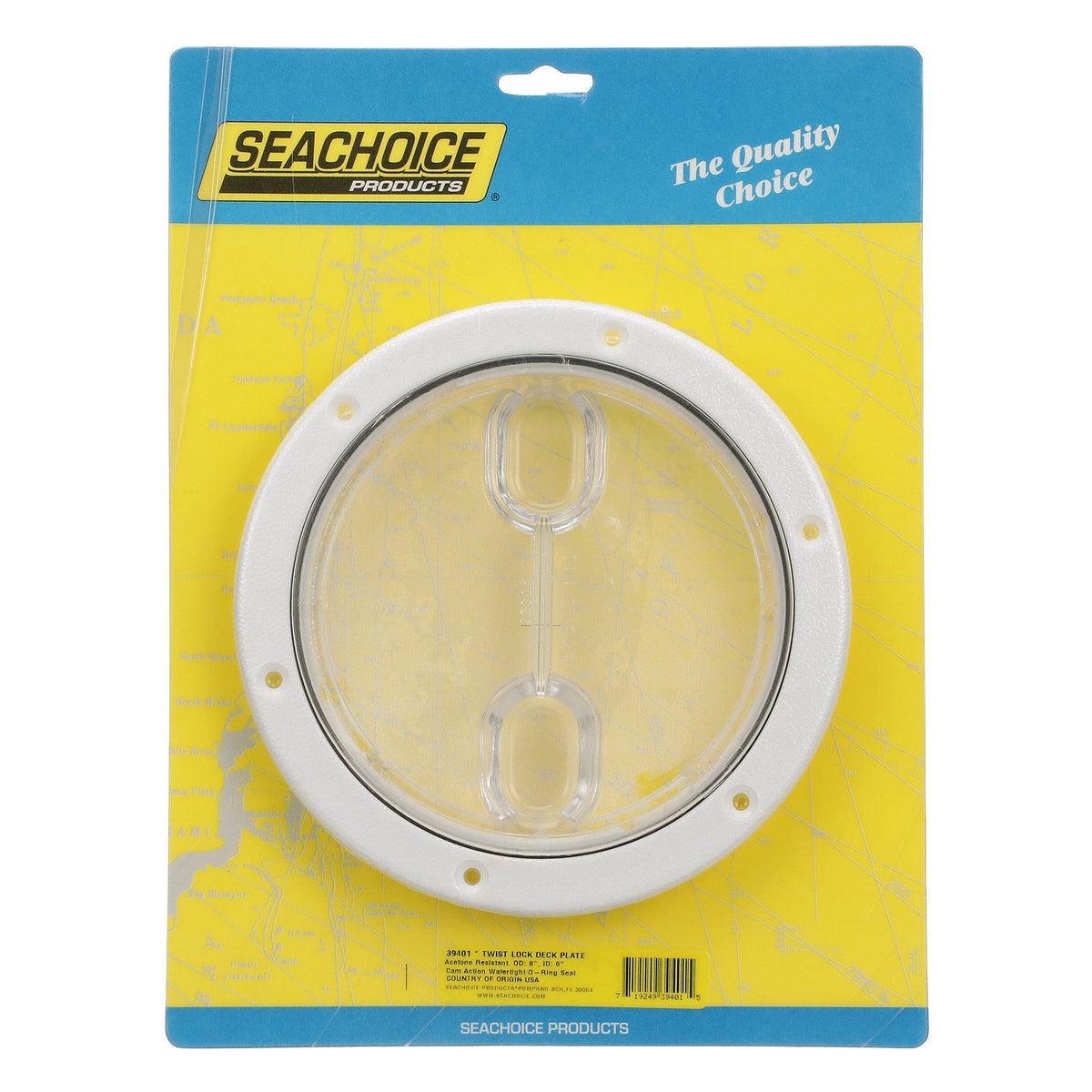 Seachoice Twist 'N' Lock Deck Plate, White with Clear Insert, Up to 6-1/2 In. Diameter