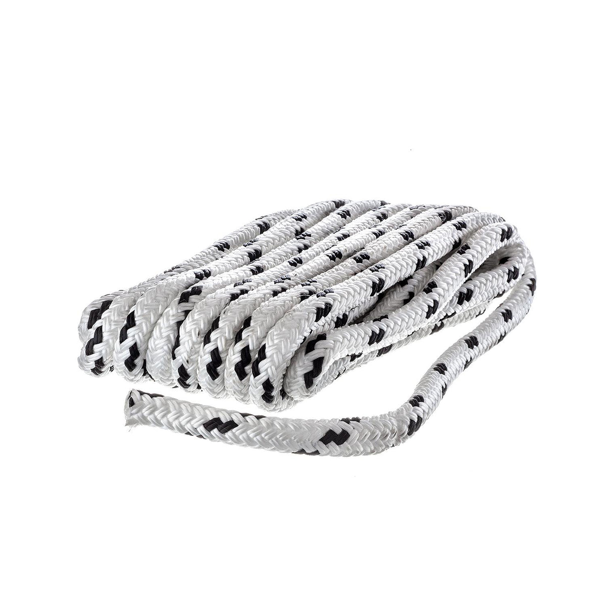 Seachoice Double Braided Dock Rope for Boating - 100% MFP Dock Line, ⅜-Inch x 15 Feet, White with Black Tracer