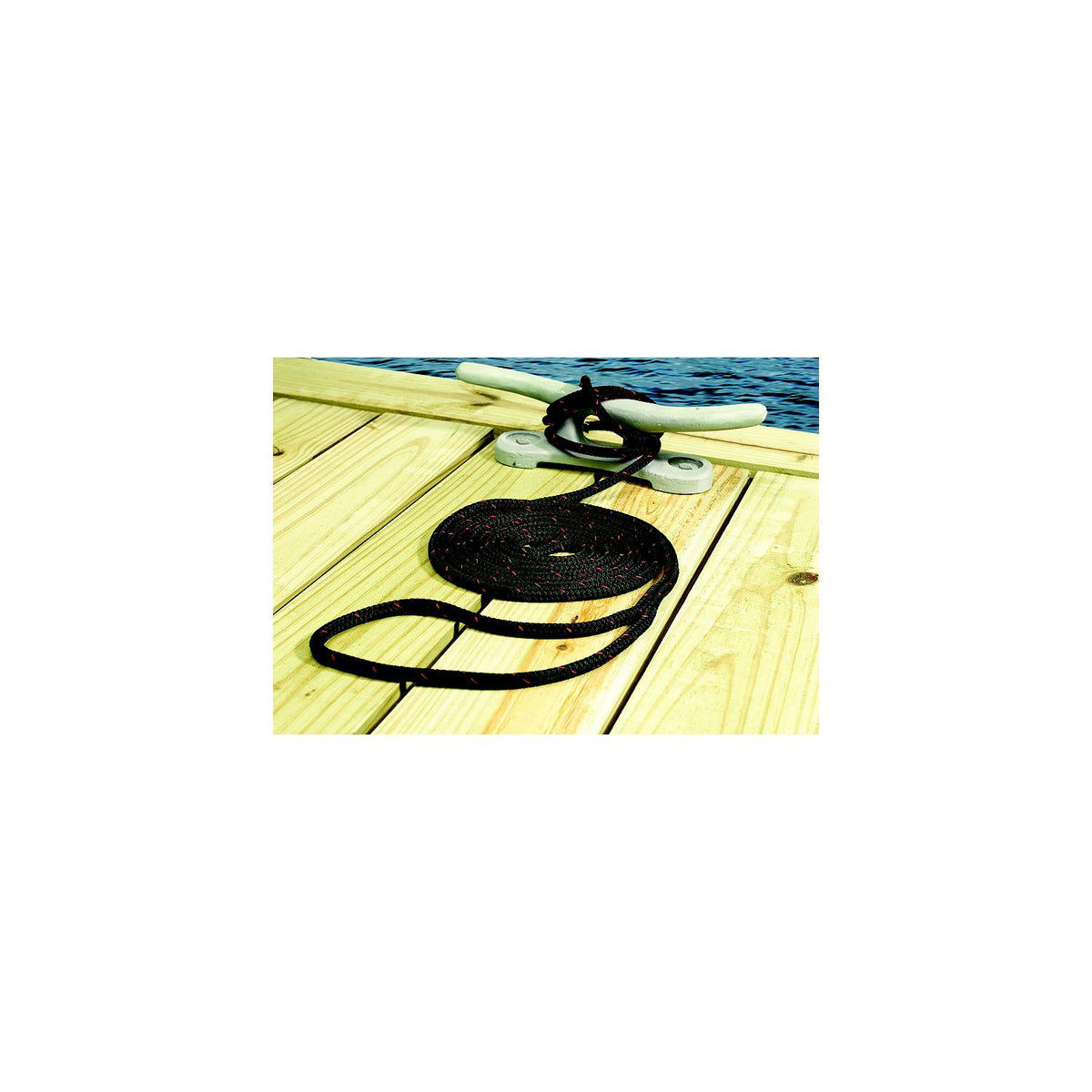 Seachoice Double Braided 100% MFP Dock Line 3/8" x 15' Green with Black Tracer