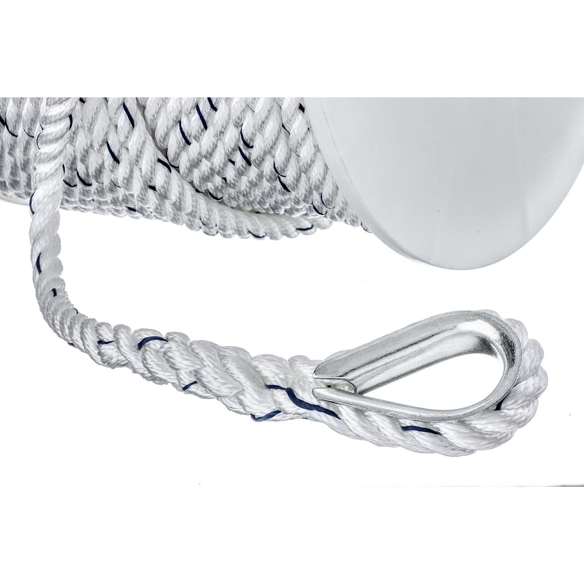 Seachoice Boat Anchor Line Rope, 3-Strand Twisted, Nylon, White/Blue, 1/2 in. X 250 Ft.