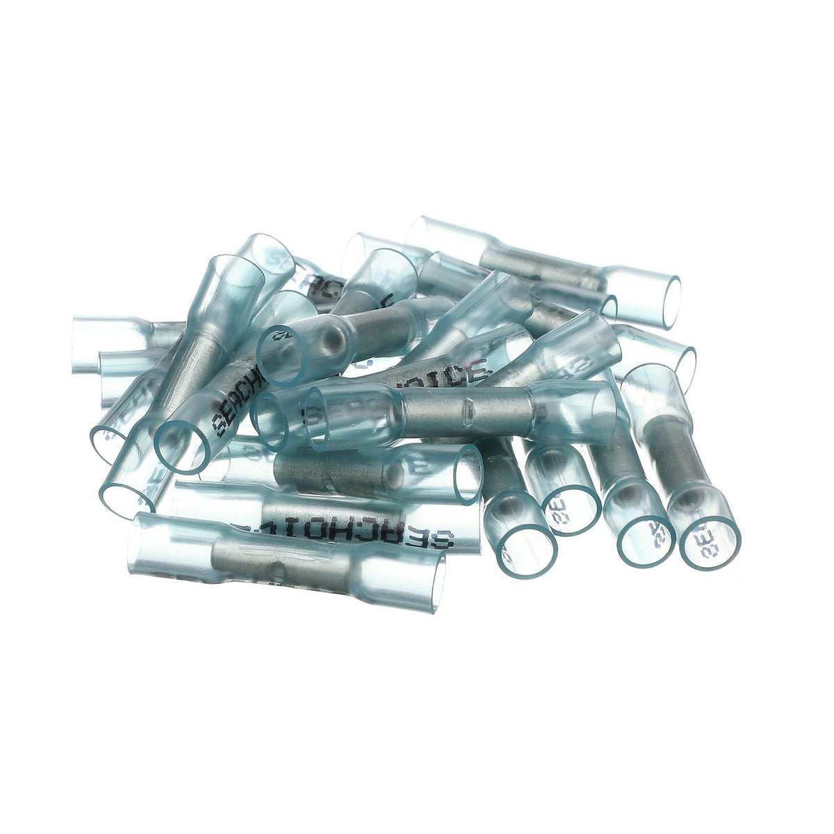 Seachoice Heat Shrink Butt Connector Wire, Solderless, Fits 16-14 Wire Range, Blue, Pack of 25