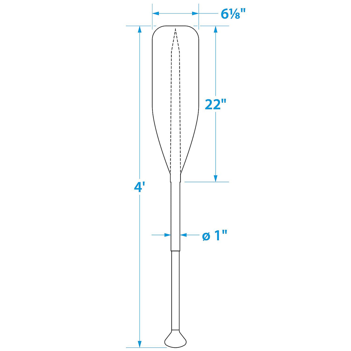 Seachoice 4 Ft. Synthetic Paddle with Aluminum Shaft, 1 In. Diameter Shaft, Palm Grip, 22 In. X 6-1/8 In. Blade, Black