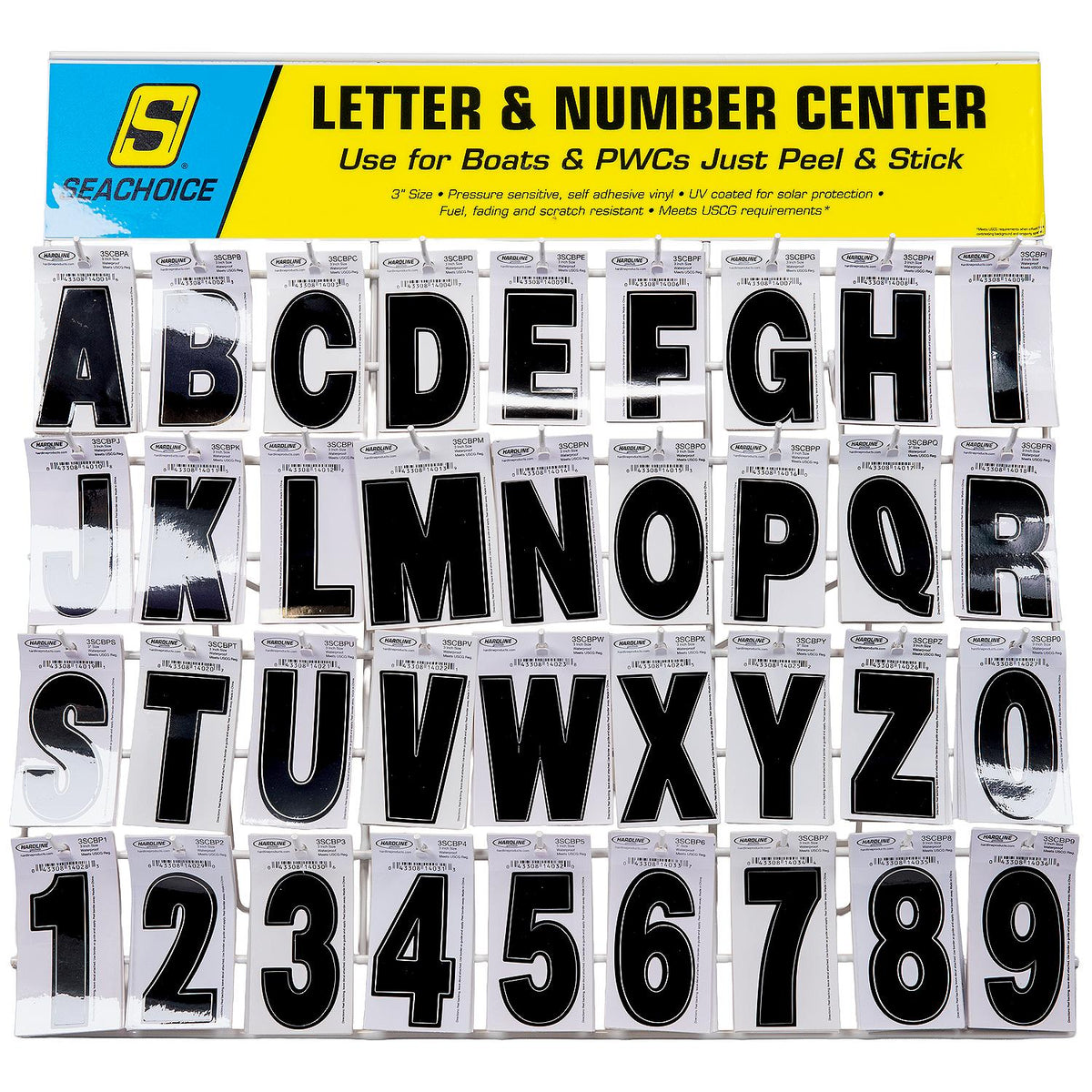 Seachoice Letter & Number Display, 3" Premium Vinyl, Black