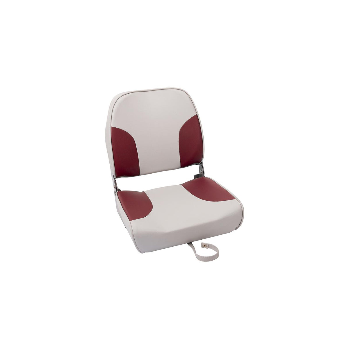 Seachoice Standard Low-Back Fold-Down Fishing Seat, Gray/Red