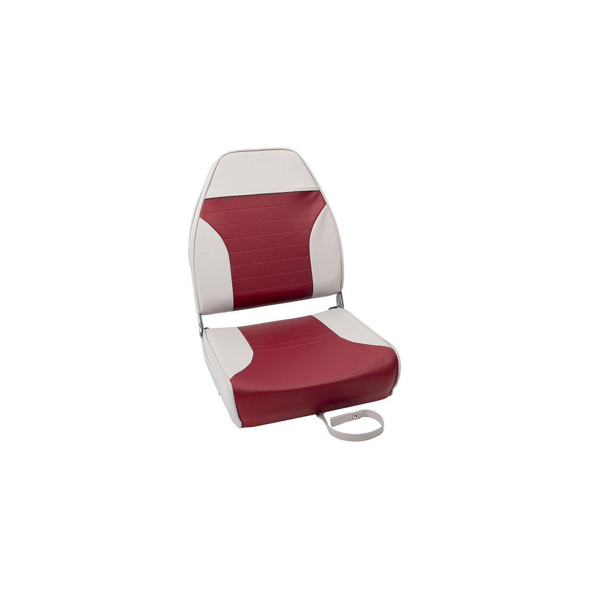 Seachoice High-Back Fold-Down Fishing Seat, Gray/Red