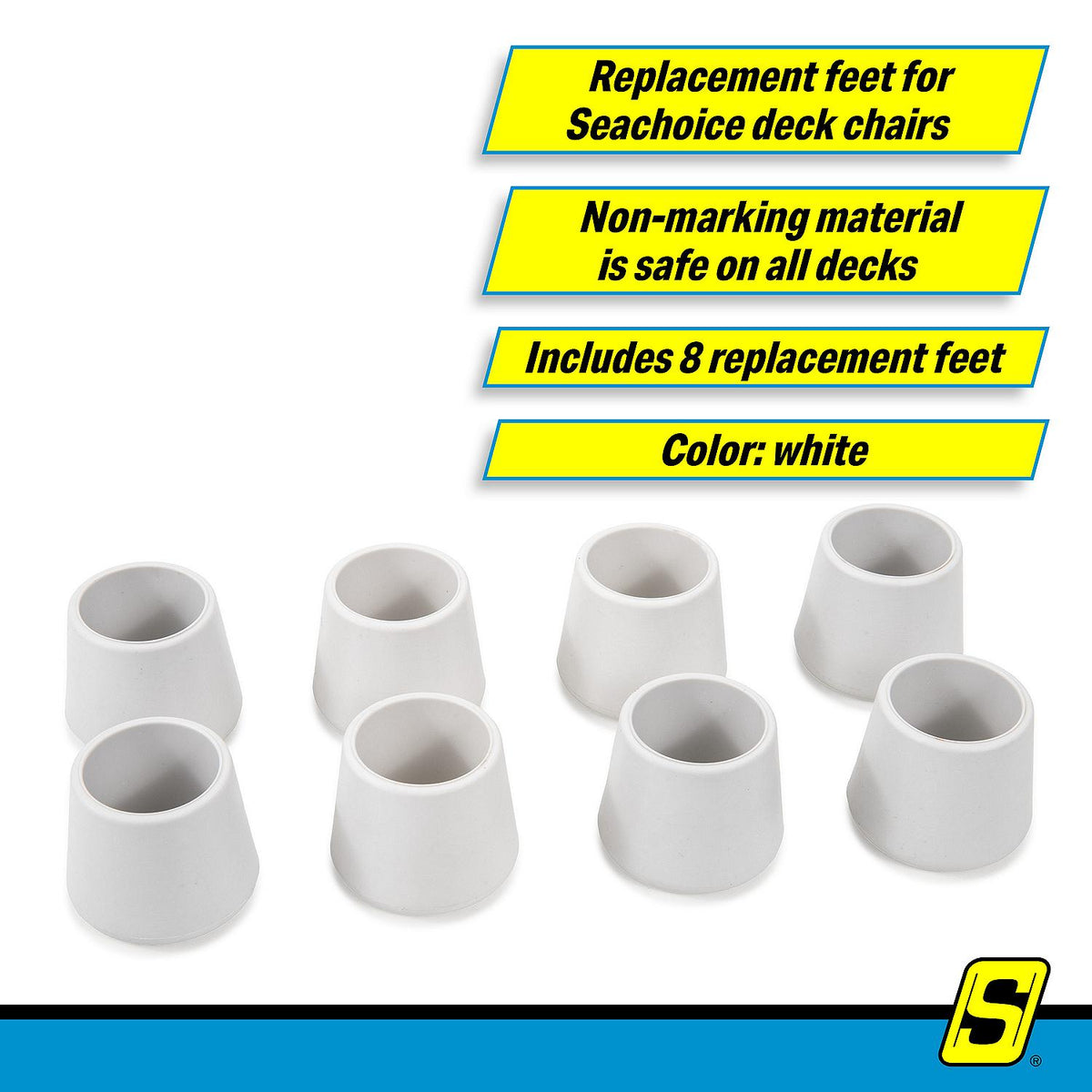 Seachoice 78523 Deck Chair Replacement Feet, 8-Pack, White