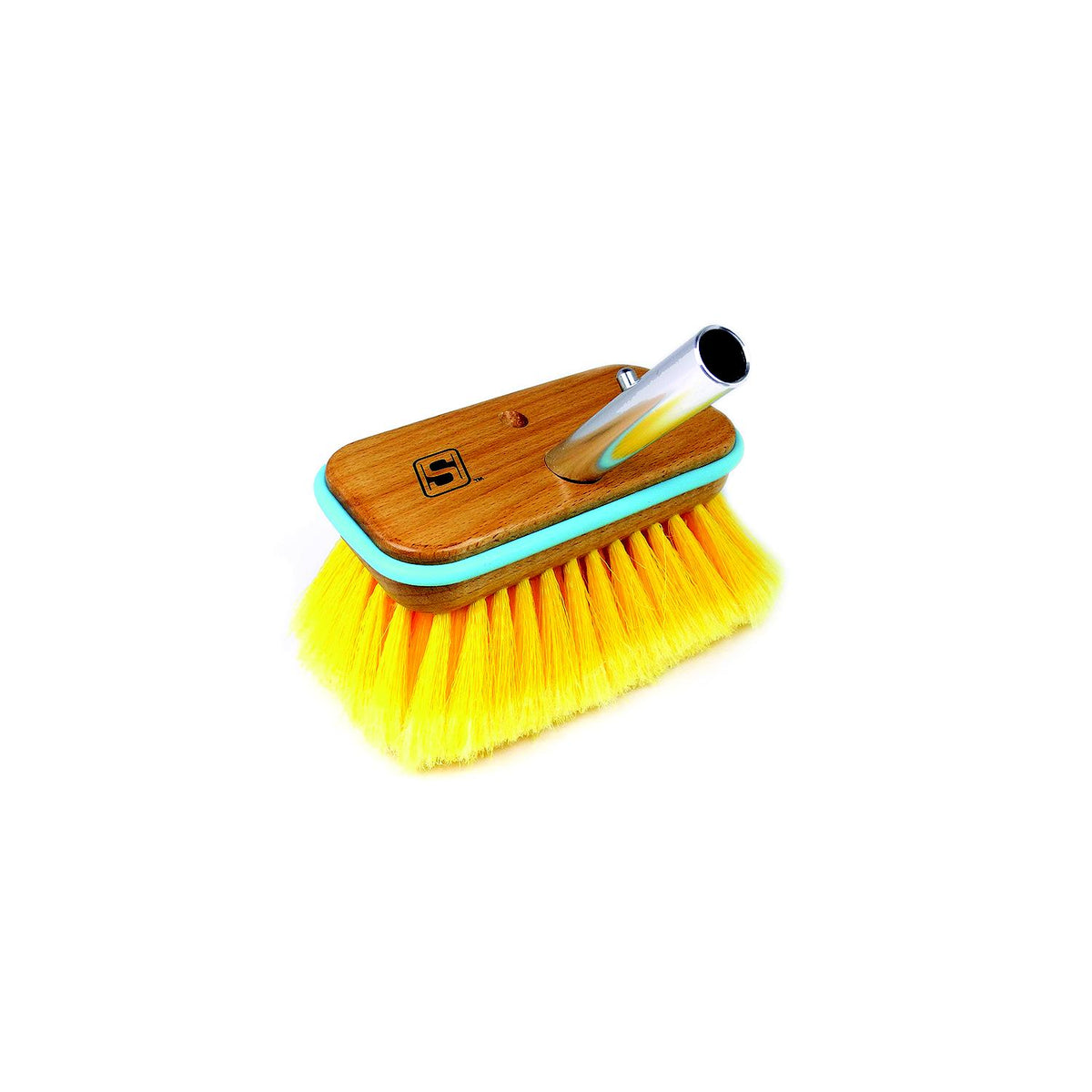 Seachoice Deck Brush with Bumper - Wood, Size: 6", Soft (Yellow Poly)