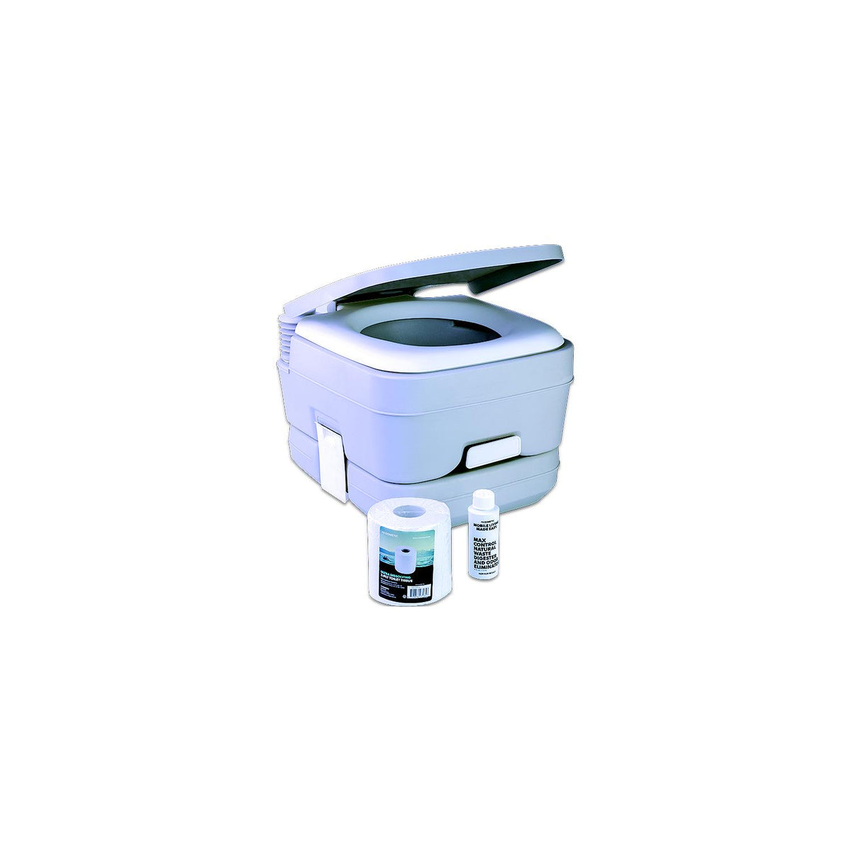 Dometic Doemtic Bonus Pack: </b>Model 962 portable toilet 2.5 gal. with bonus tissue and treatment.