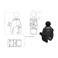 RAM Mount Small Tough-Claw with 1" Rubber Ball