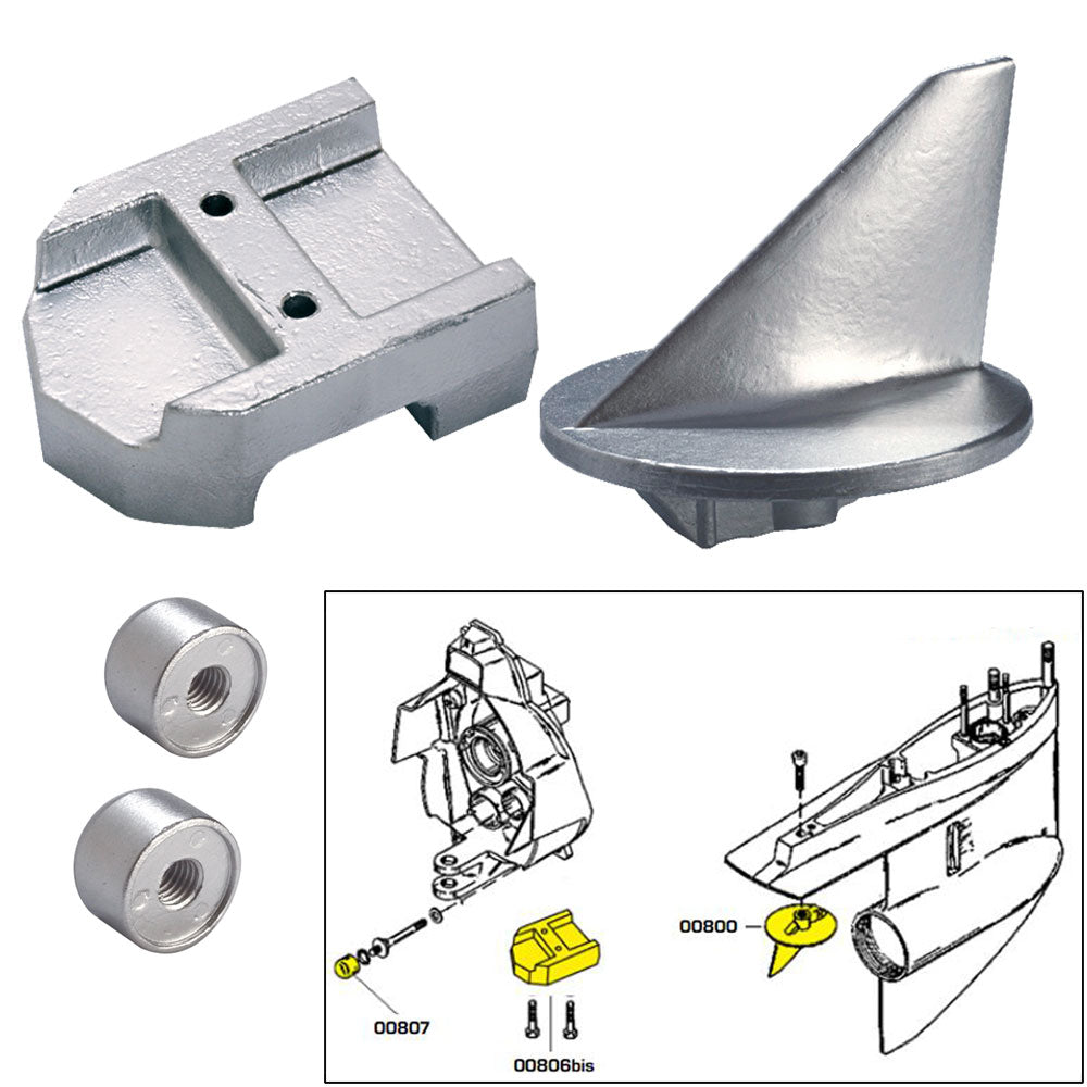 Tecnoseal Anode Kit with Hardware - Mercury Alpha 1 Gen 1 - Magnesium
