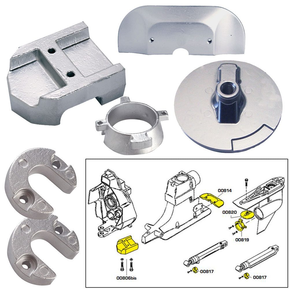 Tecnoseal Anode Kit with Hardware - Mercury Alpha 1 Gen 2 - Zinc