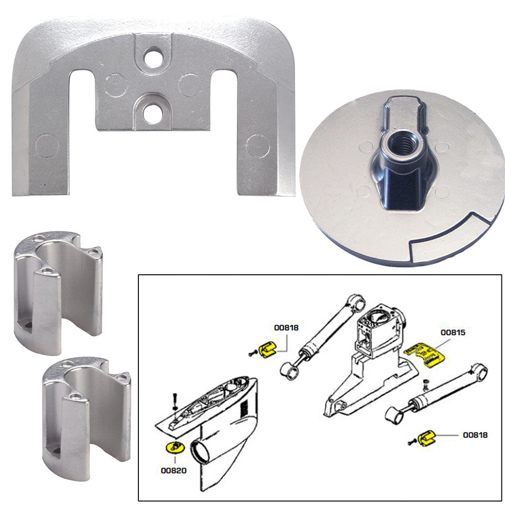 Tecnoseal Anode Kit with Hardware - Mercury Bravo 2-3 - Aluminum