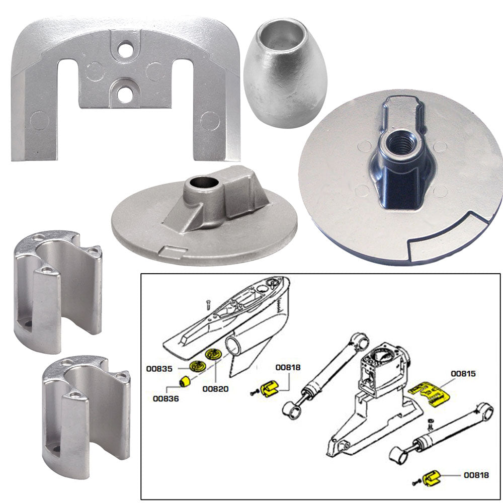 Tecnoseal Anode Kit with Hardware - Mercury Bravo 3 2004-Present - Aluminum