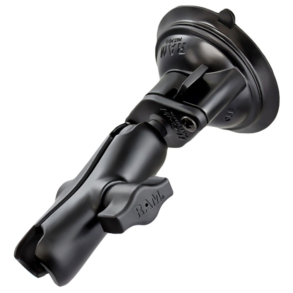 RAM Mount 1" Diameter Ball Standard Length Double Socket Arm with 3.25" Diameter Suction Cup Twist Lock Base
