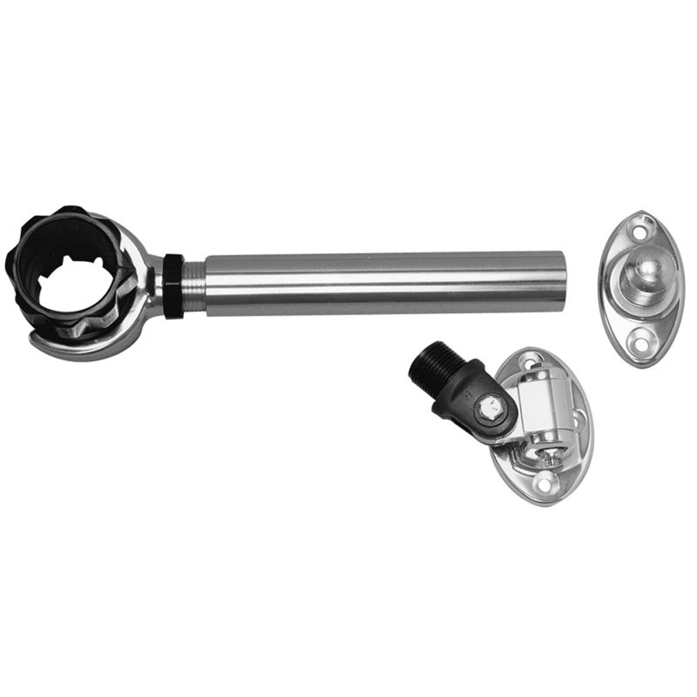 Rupp Threaded Antenna Support with 6" Flat Mount, Oval 4-Way Base & 1.5" Collar