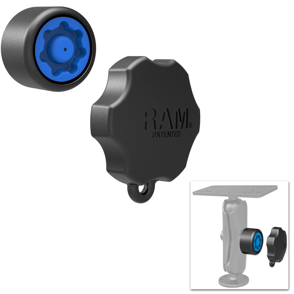 RAM Mount Mixed Combination Pin-Lock Security Knob & Key Knob for 1.5" Diameter C Size Arms