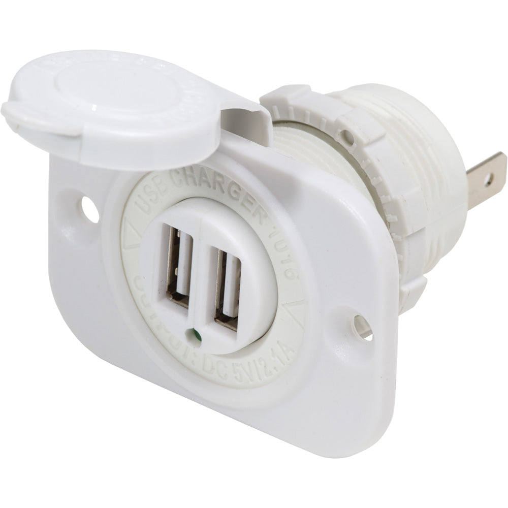 Blue Sea Systems 12V DC Dual USB Charger Socket - White