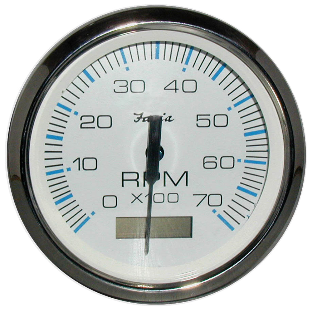Faria Chesapeake White SS 4" Tachometer with Hourmeter - 7000 RPM (Gas) (Outboard)
