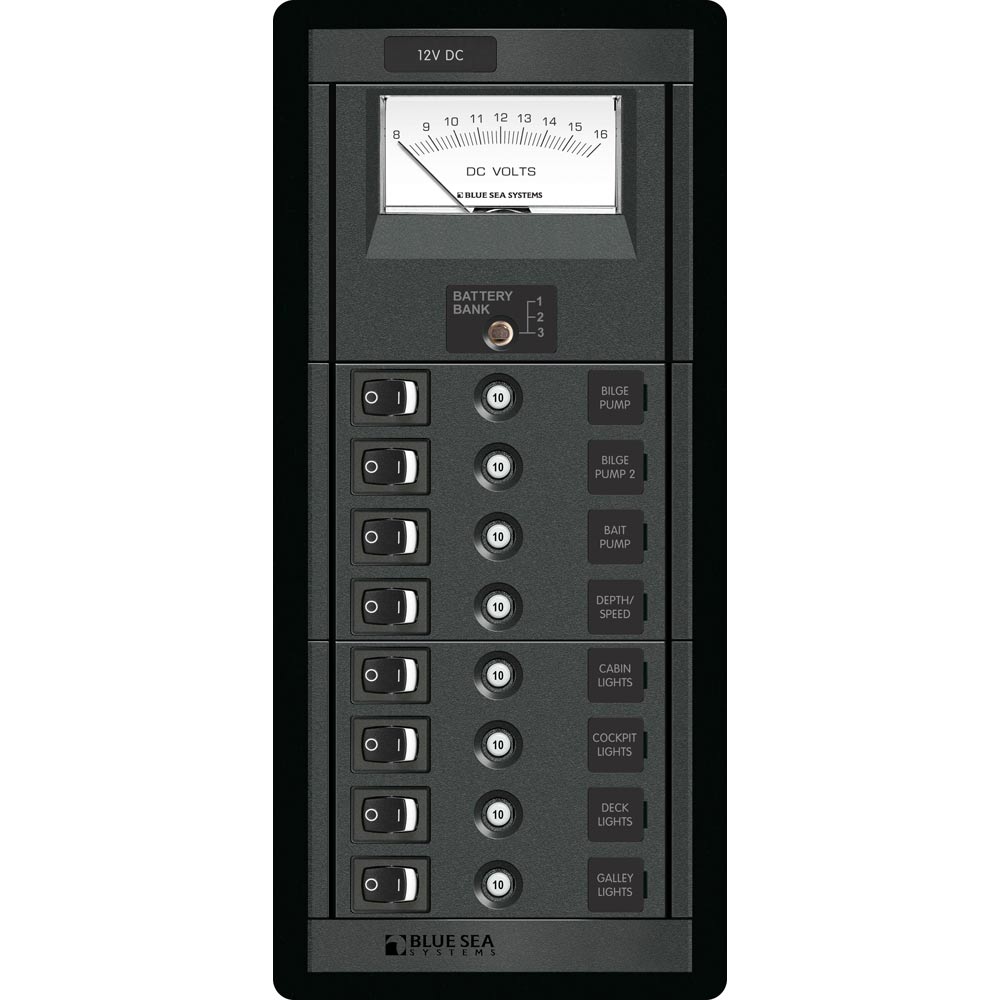 Blue Sea Systems 1463 8 Position Switch CLB + Meter Vertical