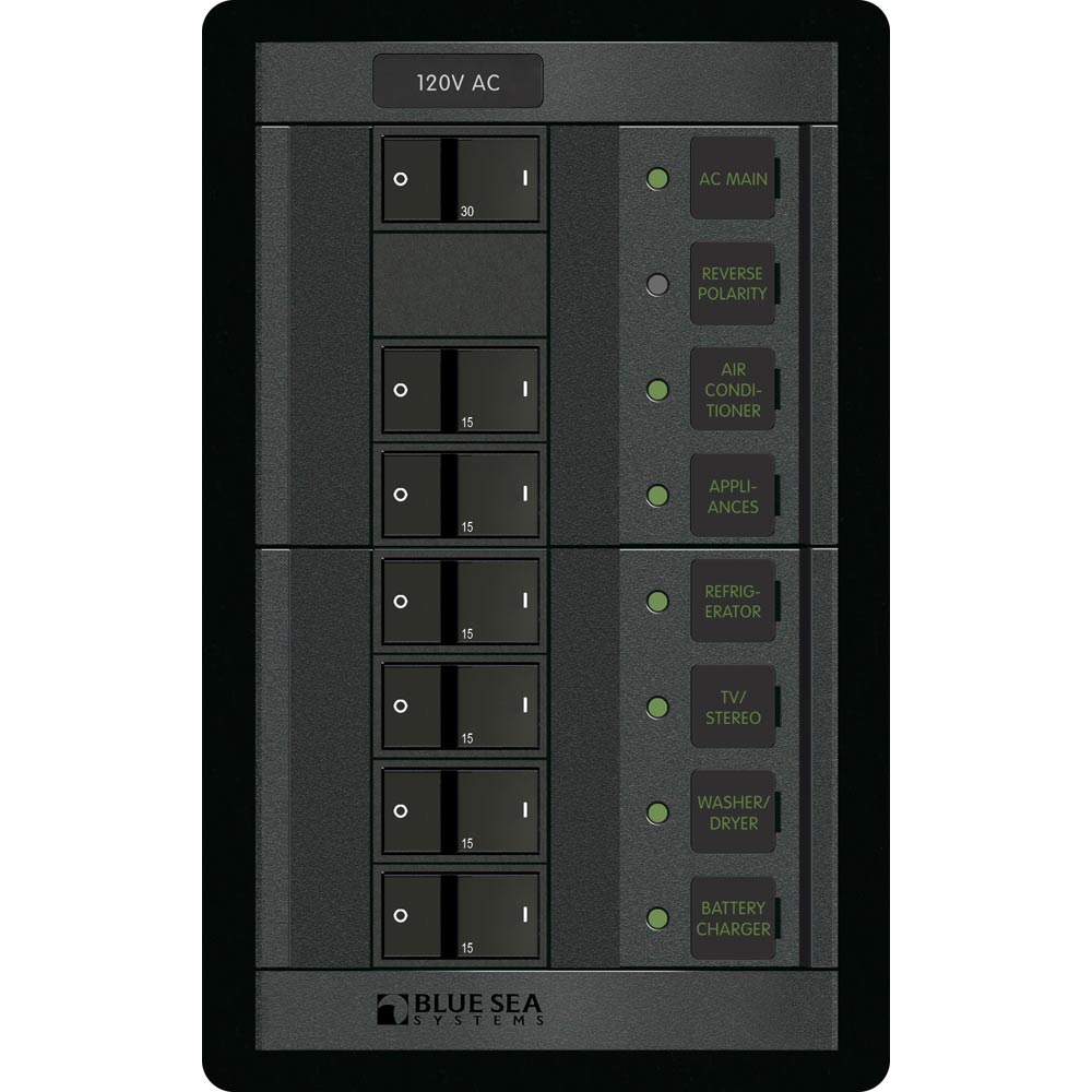 Blue Sea Systems 1202 120V AC Main + 6 Positions - Vertical