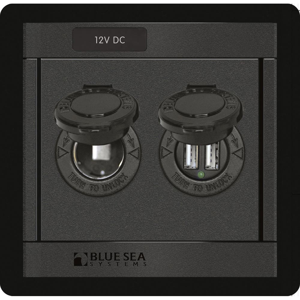 Blue Sea Systems 1478 360 Panel - 12V DC Socket & Dual USB Charger