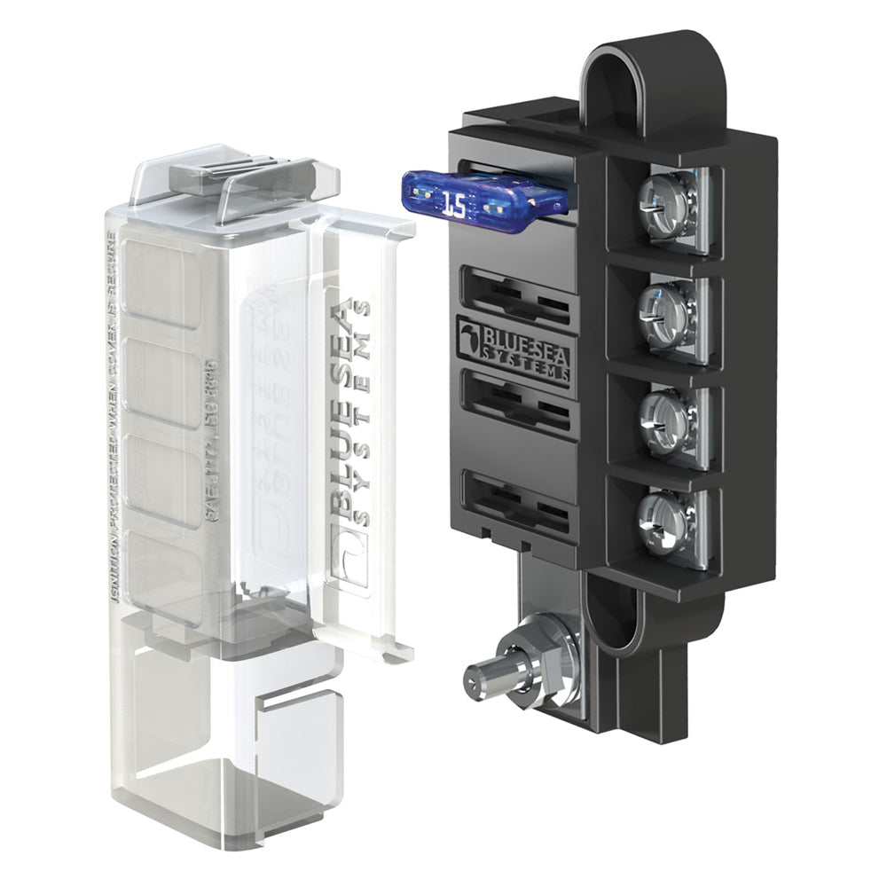 Blue Sea Systems 5045 ST Blade Compact Fuse Blocks - 4 Circuits with Cover