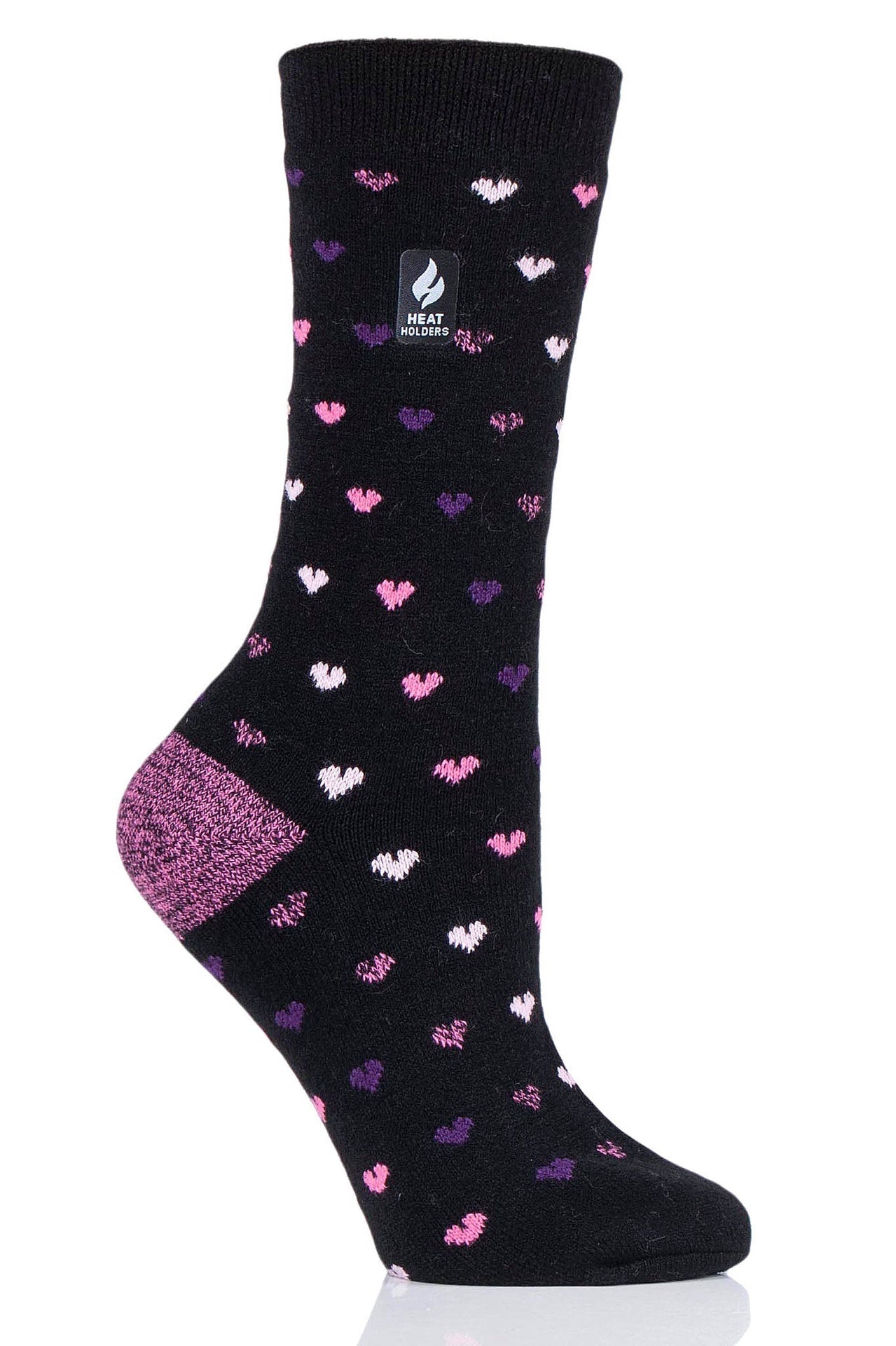 Heat Holders - Ultra L Womens Ultra Lite Orchid Hearts Crew Sock