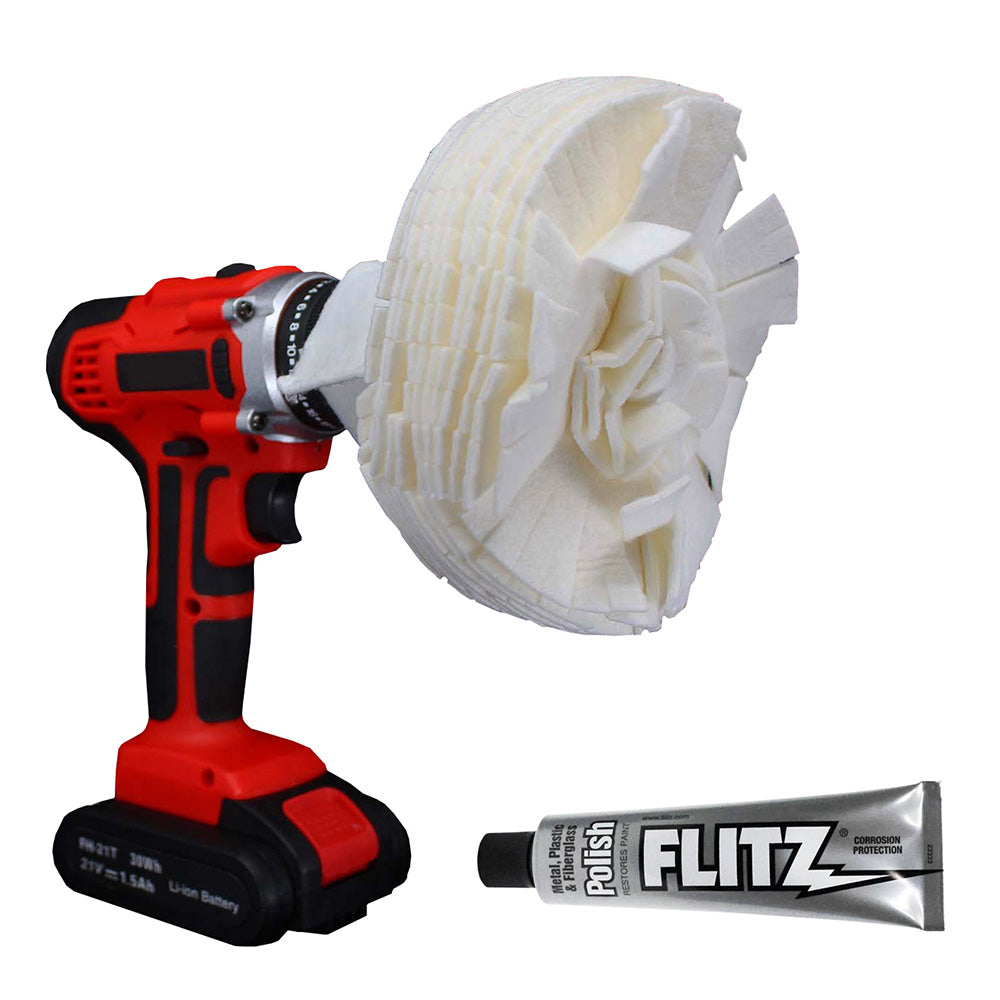 Flitz Buff Ball - Extra Large 7" - White with 1.76oz Tube Flitz Polish