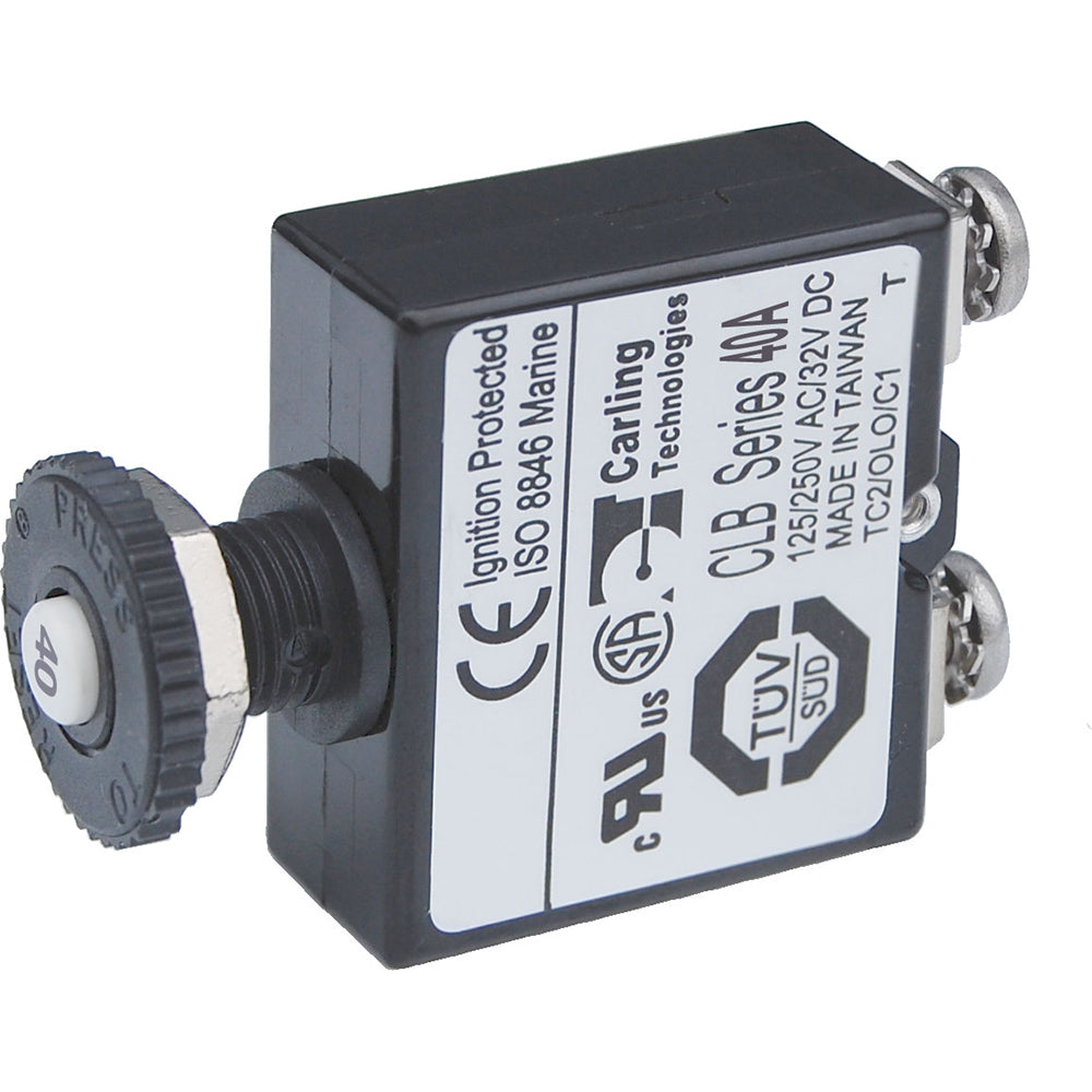 Blue Sea Systems Push Button Reset Only Screw Terminal Circuit Breaker - 40 Amps