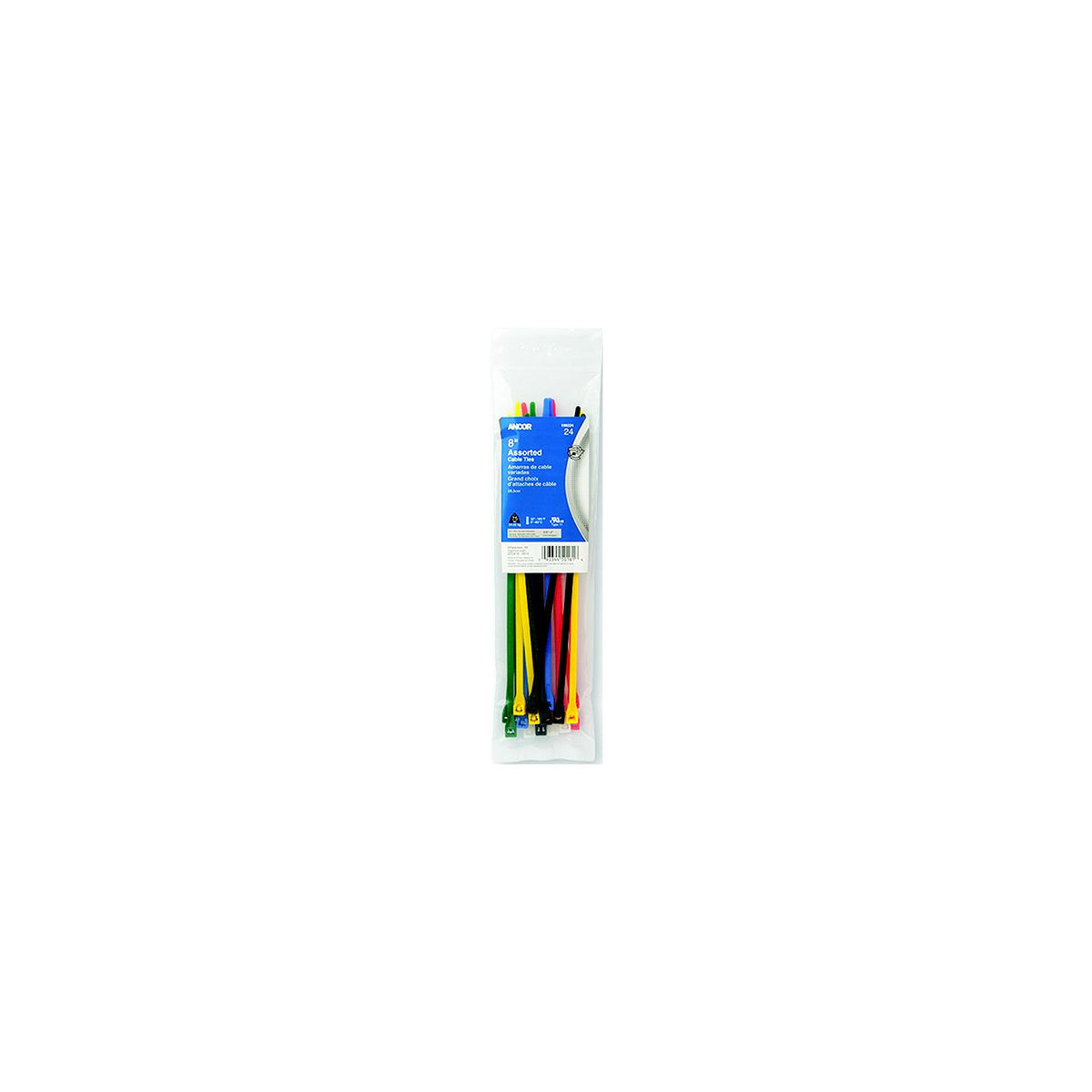 Ancor Cable Tie 8" Assorted 24Pc