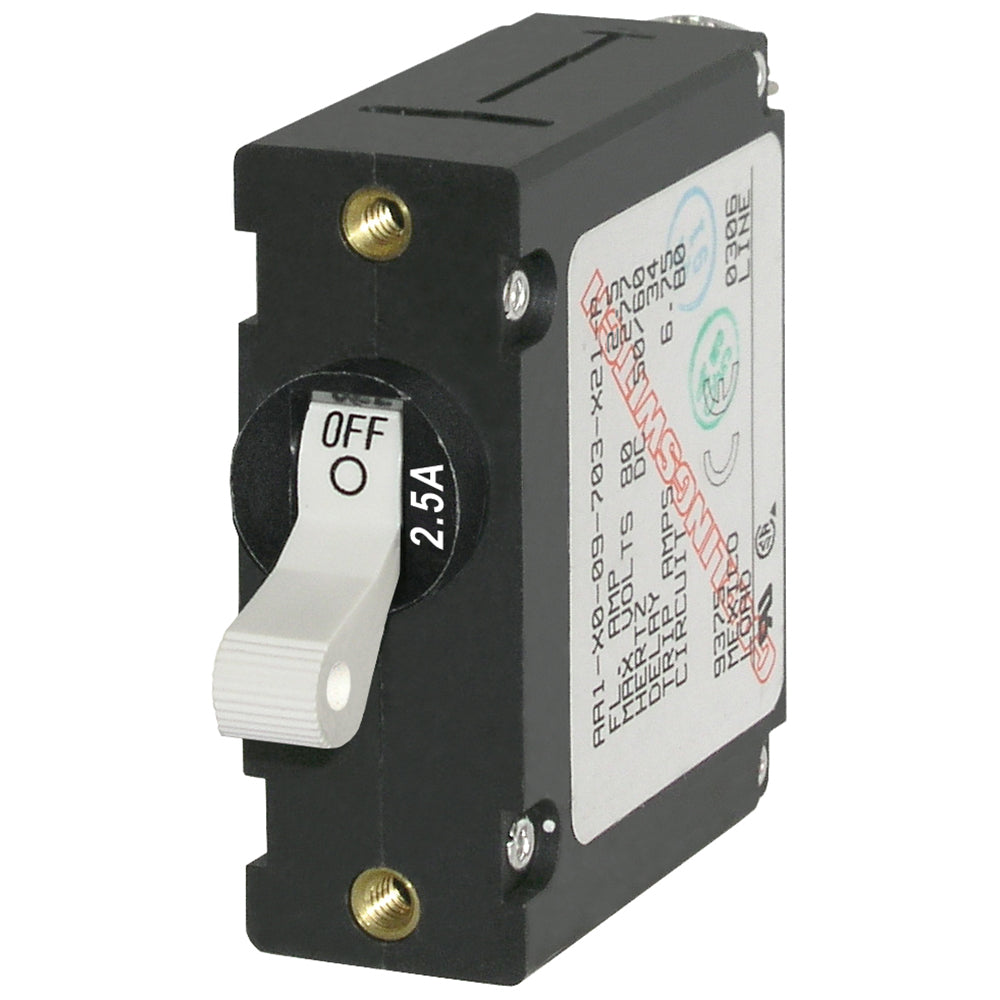 Blue Sea Systems 7197 A-Series White Toggle Circuit Breaker - Single Pole 2.5A