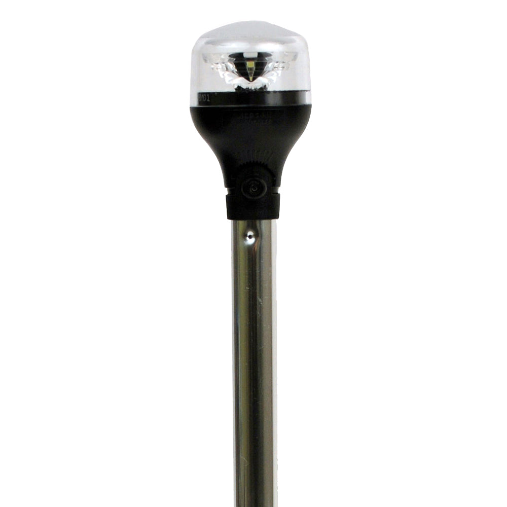 Attwood LightArmor All-Around Light - 12" Aluminum Pole - Black Vertical Composite Base with Adapter