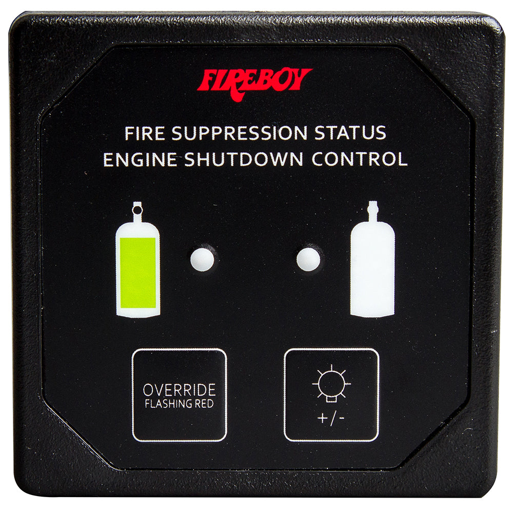 Fireboy-Xintex Deluxe Helm Display with Membrane Switch, Remote Horn & LEDs for Engine Shutdown System - Black Bezel Display