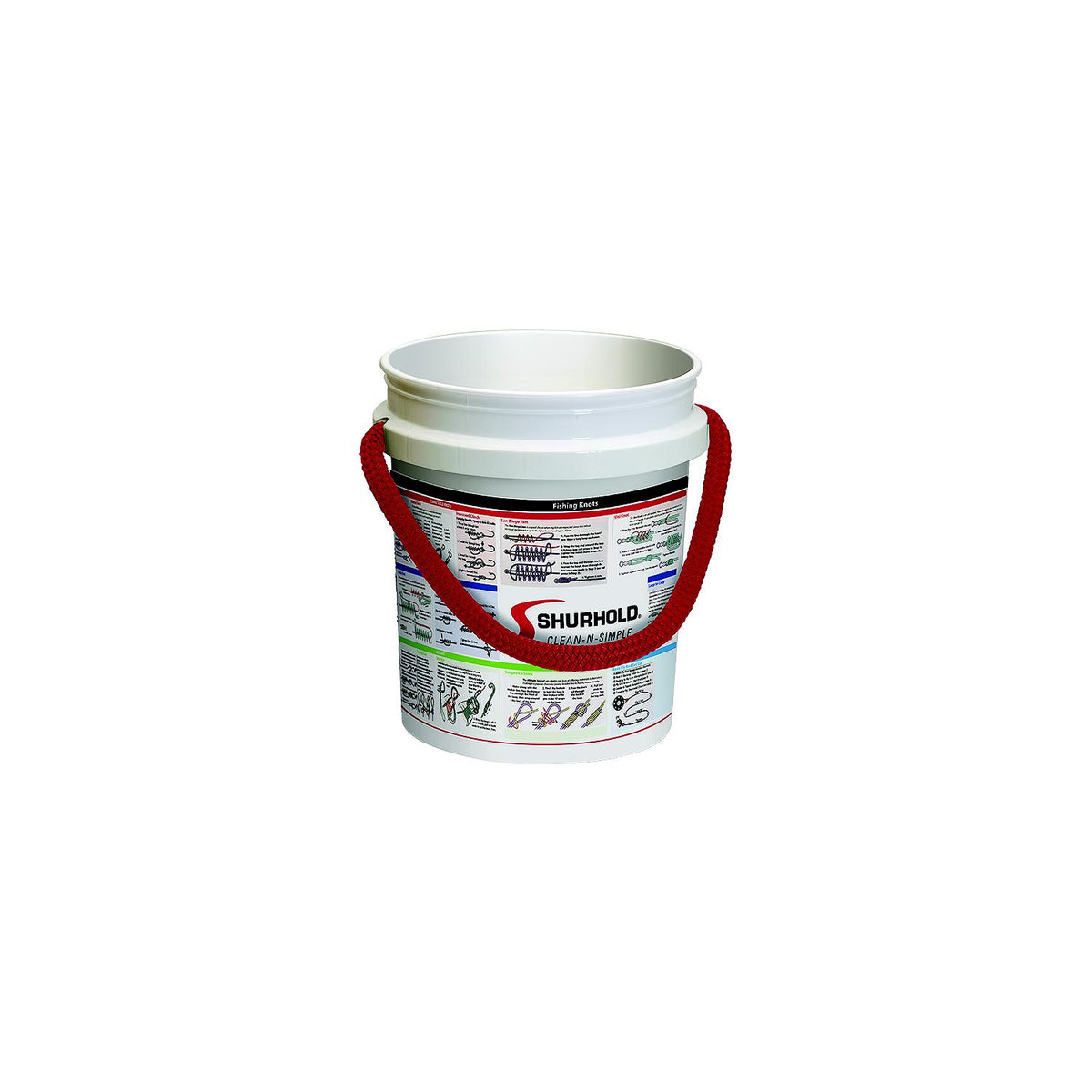 Shurhold Rope Handle Bucket, 5 Gal., White with Fishing Knots Graphics