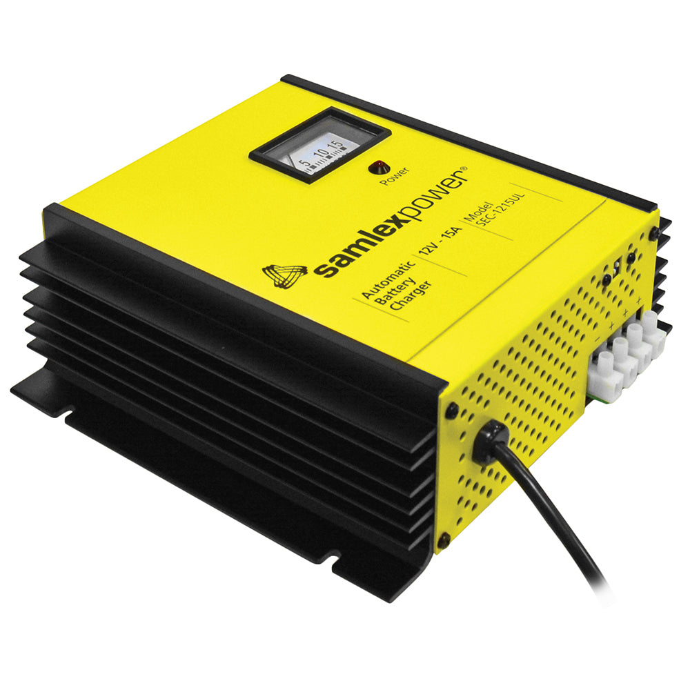 Samlex 15A Battery Charger - 12V - 3-Bank - 3-Stage with Dip Switch & Lugs
