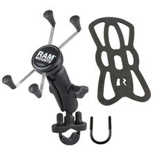RAM Mount Handlebar Rail Mount with Zinc Coated U-Bolt Base & Universal X-Grip® Large Phone/Phablet Cradle