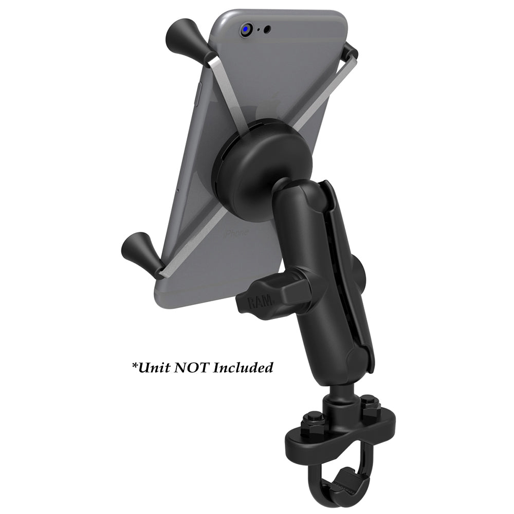 RAM Mount Handlebar Rail Mount with Zinc Coated U-Bolt Base & Universal X-Grip® Large Phone/Phablet Cradle