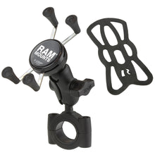 RAM Mount RAM® Torque™ 1 1/8" - 1 1/2" Diameter Handlebar/Rail Base with B Size 1" Ball, Short Arm and X-Grip® for Phones