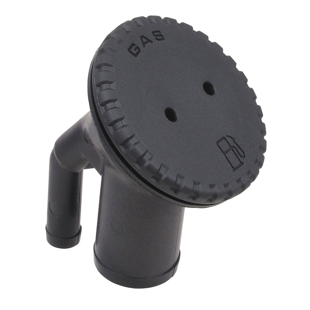 Perko 0542 Vented Fill for 1-1/2" Hose - Angled Neck - Gas - Black