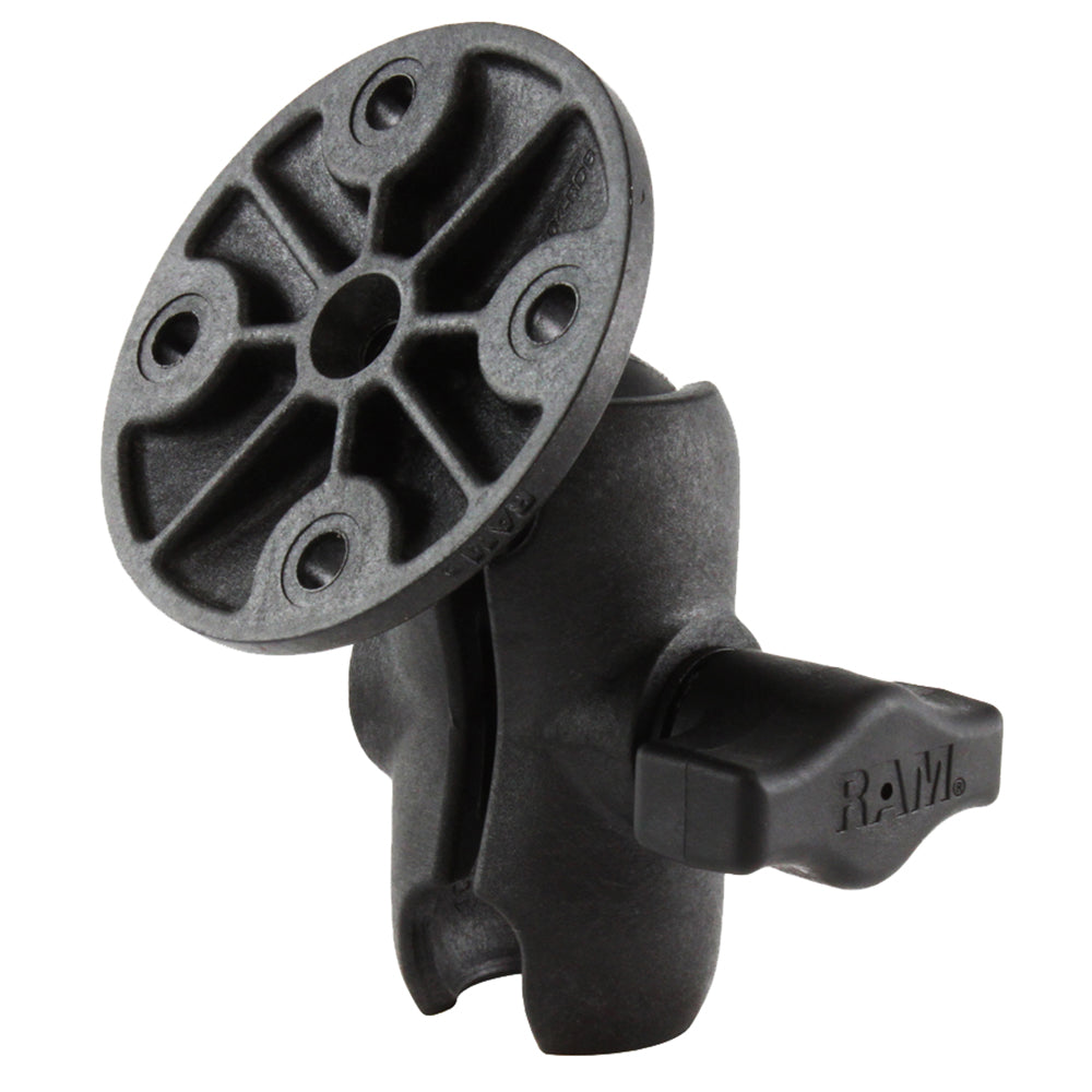 RAM Mount Composite 1" Ball Short Length Double Socket Arm with 2.5" Round Base Including AMPs Hole Pattern